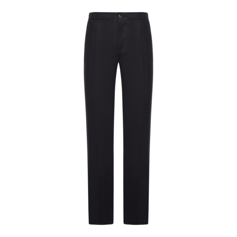 Kiton Men Straight Fit Linen Trousers With Elastic Waist